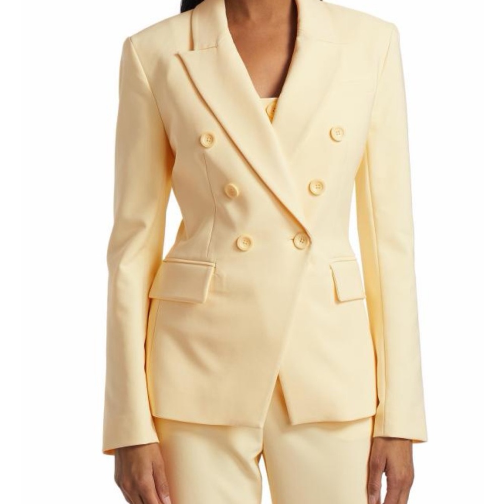 Kylie Double-Breasted Blazer in Butter Color
